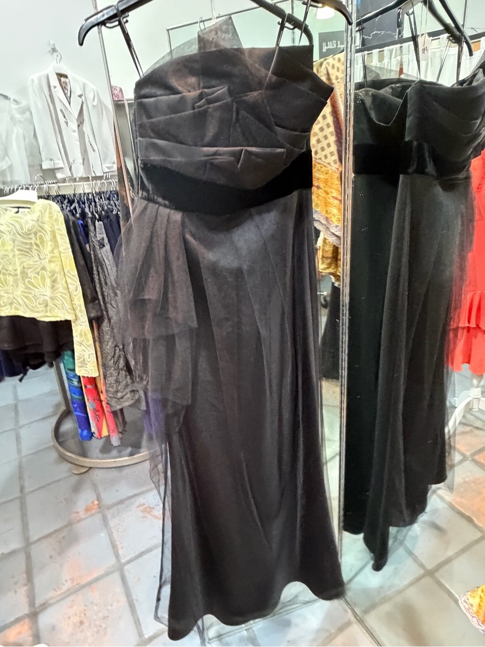 Phoebe Couture Strapless Black Evening Dress